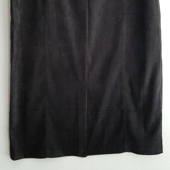 PENNINGTONS NWOT - Faux Suede Soft Maxi Long Length Skirt Back Slit Black Sz 18 - Picture 8 of 10